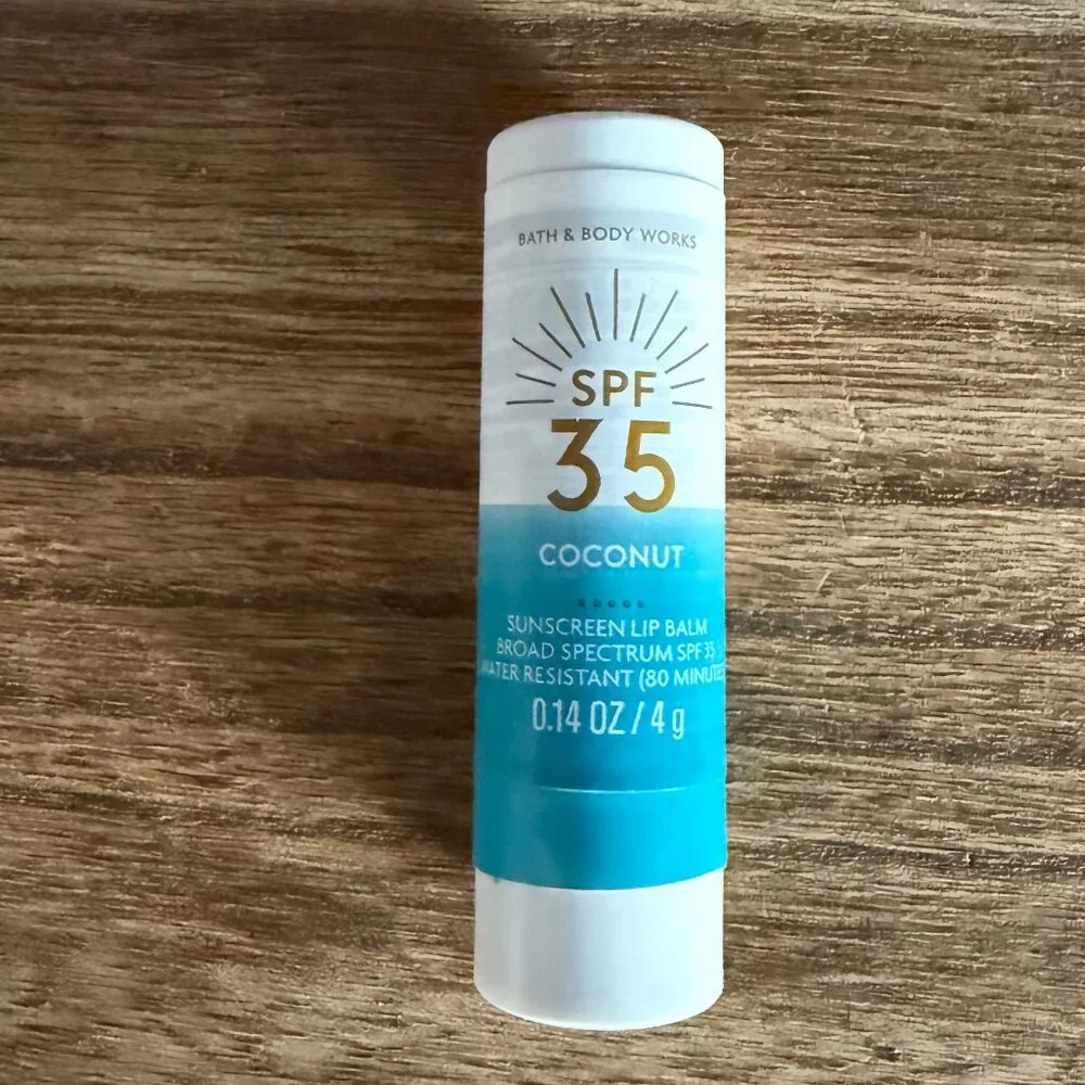 3/$20 SALE - NEW SPF 35 Coconut Sunscreen Lip Balm Bath & Body Works